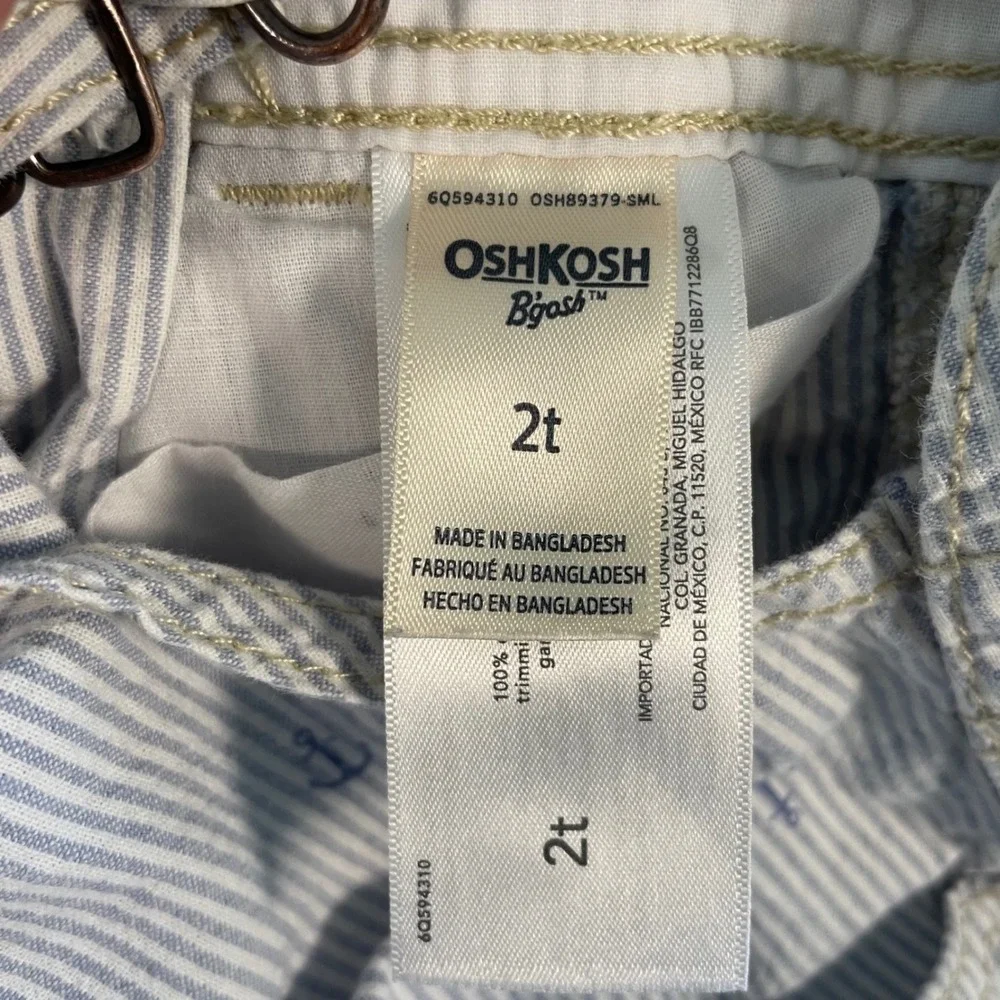 OshKosh B'Gosh Toddler Anchor Shortalls‎ Size 2T Striped Nautical Preppy